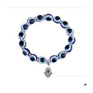 Kościa 8 mm 10 mm Lucky Fatima Blue Evil Eye Charms Strands Bracelets Bracelets Krzyki Turkish Pseras dla kobiet Drop dostawa 2021 Biżuteria Dhhrf