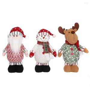 Christmas Decorations Santa Elk Dolls Room Decor Holiday Snowman Reindeer Plushie Dooll Gift For Family Xmas Glowing Doll Kid Toys Gifts