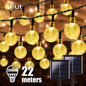 Gartendekorationen 200 LEDs Lichterkette Solar Lichterkette Outdoor Hochzeit Party Dekoration Lampe IP65 Wasserdicht 22M Girlande Weihnachten 221202