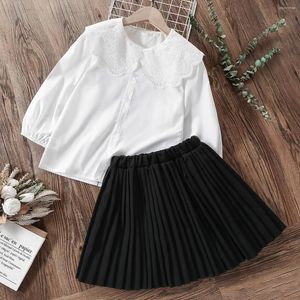 Clothing Sets Clothes For Teenagers Children School White Blouses & Skirt Suit Girls Spring Autumn Baby Kids 4 -14 Y