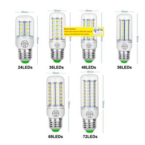 L￢mpadas LED l￢mpada de milho leve E27 E14 B22 GU10 GU9 56 69 72 Ilumina￧￣o em casa Substitua o pavio 200pcs