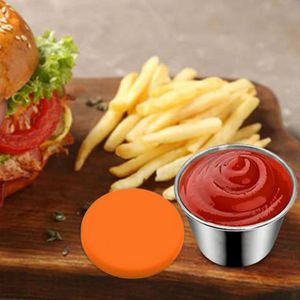 Food Savers Storage Containers 50ml Dipping Sauce Cup Good Sealing Leakproof Antirust Dipping Sauce with Silicone Lid for Restaurant 221202