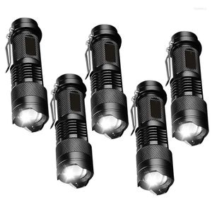 Flashlights Torches D2 5Pcs Mini Brightest Led Tactical Powerful Torch Camping Hunting Fishing Zoomable Lantern Lights