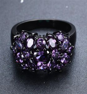 Small Oval Purple Crystal Zircon Star Flower Rings For Women Men Vintage Black Gold Multicolor Stone Ring Female Wedding Jewelry6866570