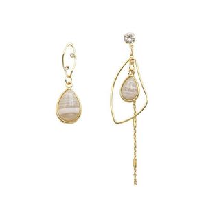 Dangle Avize Moda Takı S925 Sier Küpe Posta Asimetrik Geometri Yağmur Dövüşü Agate Pubsel Dangle Stud Desen Teslimat DH7Q0