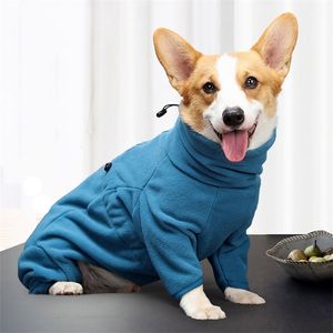 Dog Apparel Fleece Clothes Winter Thick Warm Coat for Small Medium Large s Adjustable Pet Hoodies Male/Female Overalls Corgi 221202