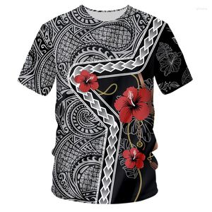 Erkek Tişörtleri Yaz Tahiti Polinezyası Erkekler T-Shirt 3D Baskı Moda Hareketi O boyun büyük boyutlu gündelik tüm maç kısa kolu nefes alabilen