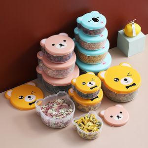 Lunch Boxes 4pcs Children Plastic Cartoon Cute Bento Box Japanese Outdoor Food Storage Container Kids Student Microwave Lunch Box Utensils 221202