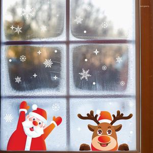 Wall Stickers Removable Christmas PVC Static Sticker Santa Elk Window Glass Snowflake Home Year Murals Decorations