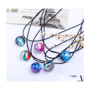 Colares pendentes Universo Galaxy Star Glass Cabochon Colar pingentes jóias de moda para mulheres colares de entrega de entrega dhqjg