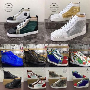 High Top Sneakers Casual Shoes Men Women Luxury Loafers Trainers Fashion Red Loafers Designer Spikes Sneaker Vintage Flat Suede Leather 35-47