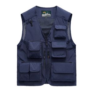 メンズベスト春の夏ベストメンズメッシュマルチポケット軍事ベスト釣り工具ベスト男性用Chaleco Hombre Weste Plus Size M6XL 221202