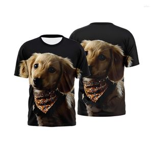 Camisetas masculinas 2022 verão impressão 3D camiseta masculina e feminina série animal jaqueta de cachorro moda casual respirável manga curta