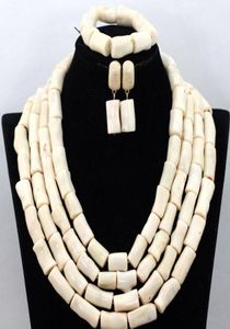 Ohrringe Halskette Creme weiß afrikanische Kostümschmuck Set Schönheit Korallenperlen Hochzeit für Frau CNR4445774188