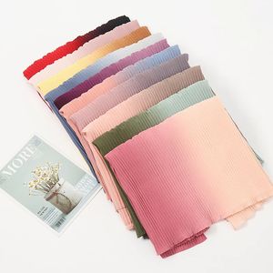 Ombre Pleated Chiffon Hijab Scarf Malaysian Women Scarves Hijab Shawl Muslim Headscarf Head Wraps Islam Turban Bandana Foulard