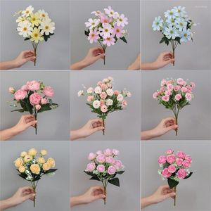 Flores decorativas 1pcs artificial para decoração rosa peony seda pequena bouquet Flores Party Spring Wedding Mariage Fake Flower Flower