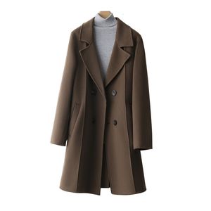 Erkek Ceketler Sonbahar ve Kış Yün Yünlü Rüzgar Çıldırıcı Kaplama Çift Kaşmir Orta Uzun El Takas Ceket Erkek 221201
