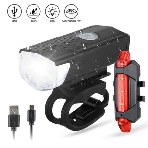 Luci per bici Bicicletta USB LED Set ricaricabile MTB Road Front Back Lampada per faro Torcia Accessori per ciclismo 221201