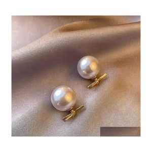 Stud Knot Cross Pearl Earrings Stud Double Side Wear Crystal Suit Ear Drop Women 925 Sier Alloy Round Business Earring Fashion Europ Dhkxv