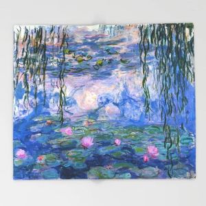 Blankets Nordic Throw Water Lilies Monet Blanket For Couch Hiking Picnic Thick Fashionable Bedspread Oil Painting Fleece