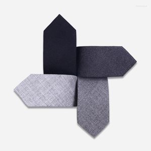Bow Ties Top Quality 5cm Slim For Men Simple Solid Black Grey Neckties Narrow Sheep Wool Tie Boys Casual Accessories With Gift Box