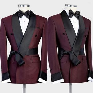 Men's Suits Dark Red Men Suit Coat Tailor-Made One Piece Tailored Button Gentlemen Blazer Formal Work Wear Causal Groom Prom