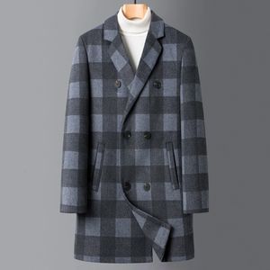 Erkek yünleri yüksek kaliteli blazer İngiliz tarzı çift göğüslü iş rahat premium basit ince takım ceket uzun yün palto 221201