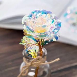 24K Gold Foil Rose Flower LED Luminoso Galaxy Festa della mamma Regalo di San Valentino Confezione regalo di moda FY4432