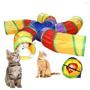 Túnel de brinquedos de gato para gatos internos grandes com bola de bola Shape S 5 vias de 5 vias Puppy de tubo de estimação interativo de peek hole