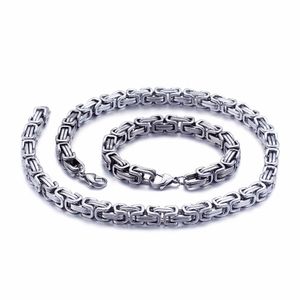 Ketten 5 mm / 6 mm / 8 mm breit Silber Edelstahl König Byzantinische Kette Halskette Armband Herrenschmuck Handgemachte Drop Lieferung Halsketten Stift Dhzpj