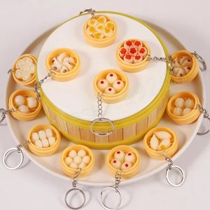 Simulation Food Key Chains Noodle Creative Keychain Chinese Steamed Bun Dumpling Mini Steamer Bag Pendant Keyring