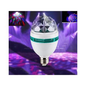 LED -effekter E27 3W RGB LED Laser Stage Light Crystal Magic Ball Roating Wedding Lamp f￶r KTV Party DJ Disco House Clubs Drop Deliver DHY3K