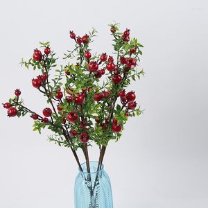 Decorative Flowers 10PCS Simulation Mini Pomegranate Fruit Branch Layout Film And Television Shooting Props Christmas