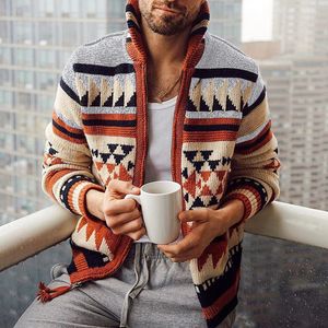 Men's Sweaters Vintage Cardigan Mens Sweater Casual Jacquard Fashion Coat Knitted Cardigans Autumn Winter Oversized