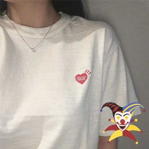 Homens camisetas Pequeno coração bordado humano feito t-shirt homens mulheres camiseta top tee mens roupas t221202