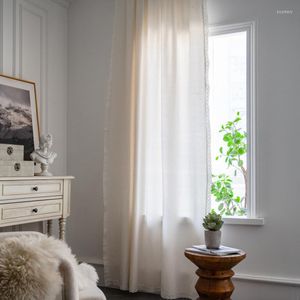 Cortina de linho de algodão cortinas de cor sólida para quarto janela americana renda longa jardim têxtil home