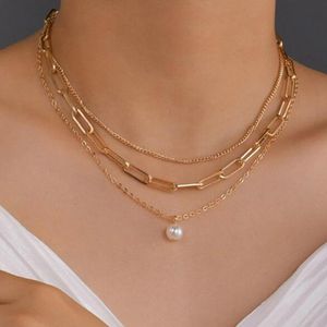 Vintage Perlen Charm Layered Halskette Damen Schmuck Layered Accessoires für Mädchen Kleidung Ästhetische Geschenke Mode Anhänger