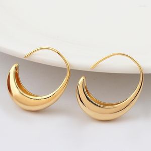 Hoop Earrings Gold Tone Women Hoops Gift Fashion Jewelry Copper Smooth Huggie Thick Brincos