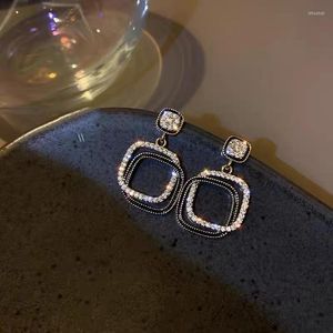 Dangle Earrings Fashion Trend S925 Silver Needle Elegant Delicate Double Layer Water Drop Square Female Jewelry Party Gift Wholesale