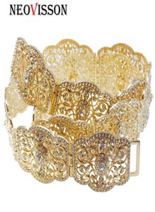 Wedding Sashes Neovisson Europe Dress Belt voor Algerije vrouwen Caftan sieraden goud kleur metaal Rhinestone8326181