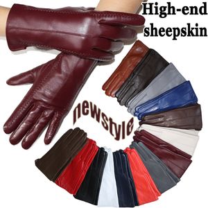 5本の指の手袋女性用シープスキングローブ冬の暖かさとベルベット短い薄いタッチスクリーンドライビングメスレザーグローブハイエンド221202
