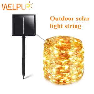 Garden Decorations Solar String Fairy Lights 12m 100LED 32M 300 LED Waterproof Outdoor Garland Power Lamp Christmas For Decoration 221202