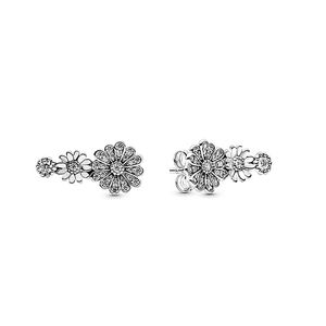 NEW Sparkling Daisy Flower Trio Stud Earrings Real Sterling Silver with Original Box for Pandora Jewelry CZ diamond Women Wedding Earring Set Girlfriend Gift