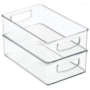 Lagringsflaskor AT69 -Plastic Kitchen Pantry Cabinet Kylsk￥p Matorganisat￶r BIN Korg med handtagorganisator f￶r frukt