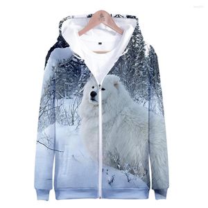 هوديز الرجال 2022 SAMOYED ZIPPER JACKET 3D SWESTSHIRT HARAJUKU PLUS SIZE for Streetwear