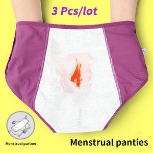 Mutandine da donna 3pcslot Mutandine mestruali Mutandine di cotone a prova di perdite per periodi Intimo donna Slip impermeabili femminili mestruali Goccia 221202