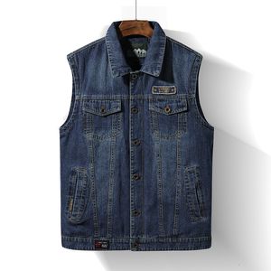 Gilet da uomo Primavera Autunno Denim Gilet Uomo Casual Giacca senza maniche Uomo Pography Gilet da pesca Multitasche Gilet Homme Large Size M4XL 221202