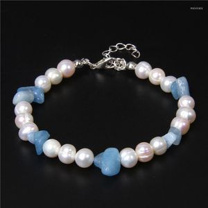 Strand Natural Pearl Armband med grus chipstencitriner Bangle Aquamarines Bead Crystal Malachite Women Jewelry