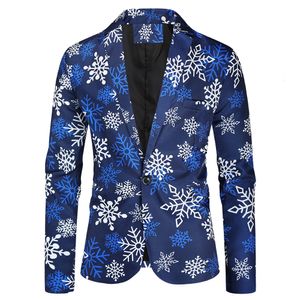 Męskie garnitury Blazers Blue Printed Sull Juck dla mężczyzn do noszenia świątecznego mody swobodny kostium Homme czerwony czarny blezer Masculino 221201