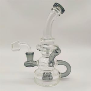 2022 8 Zoll klare schwarze Glaswasserpfeife Bong Dabber Rig Recycler Rohre Bongs Rauchrohre 14,4 mm Innengewinde mit regulärem BowlBanger US-Lager